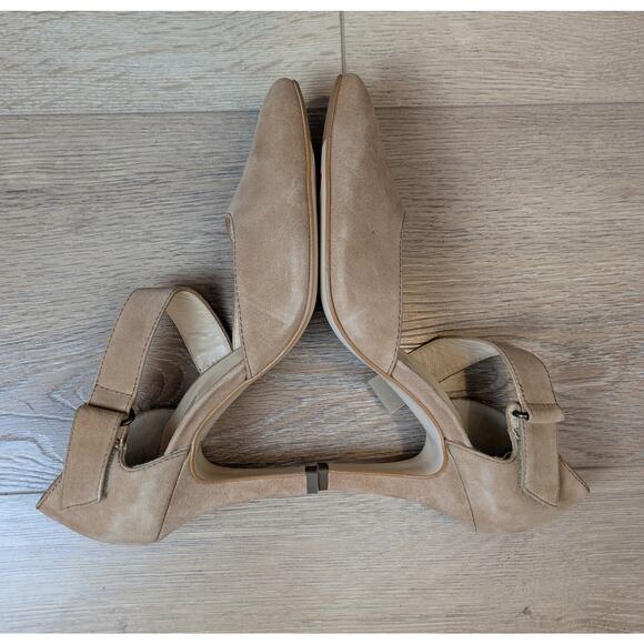 NEW Paul Green 3" Heels 6.5 Beige Suede Leather Ankle Strap Pointed Toe Elegant - Picture 3 of 11